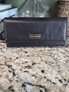 Nautica Black Saffiano Clutch Wallet